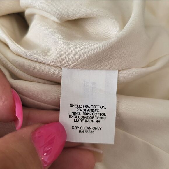 Express Cream Cotton Double Button Blazer with Tan Trim Size 10 - Picture 9 of 10